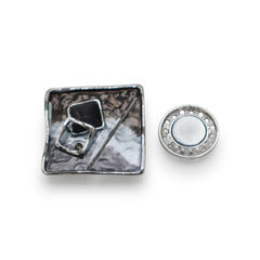 Broche magnétique n° 468, style fantaisie, couleur argentée