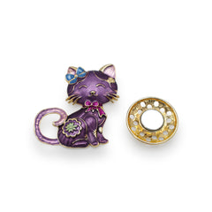 Broche magnétique n° 468, style fantaisie, couleur argentée
