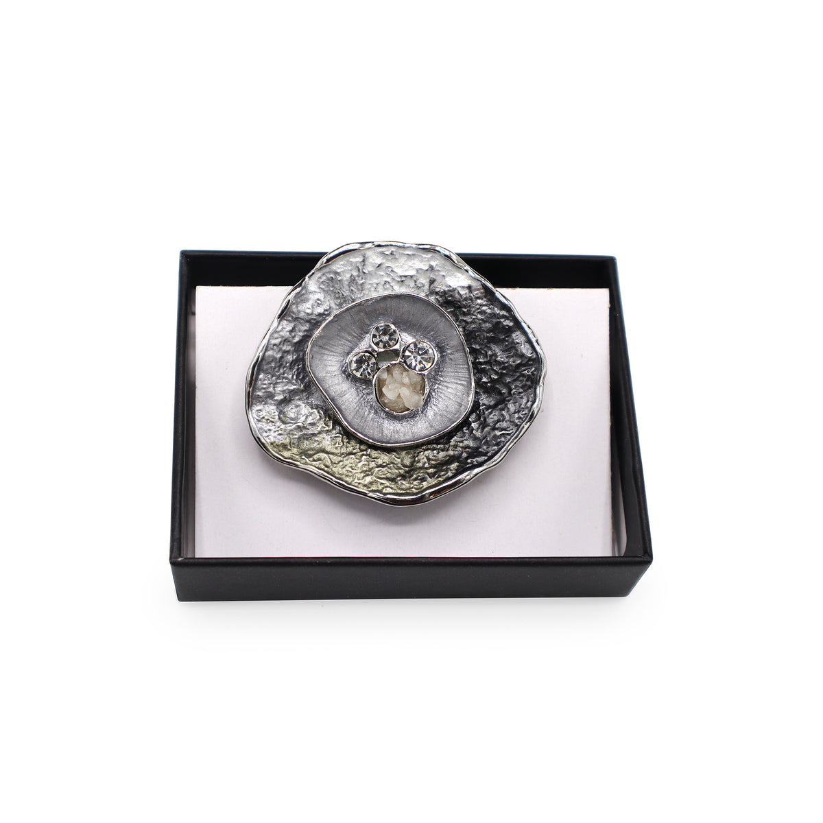 Magneet broche nr 254 fantasy zilverkleurig