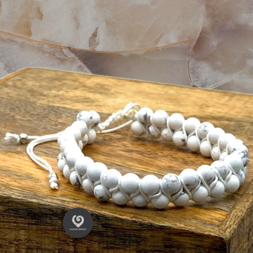 Boho bandje marmer wit